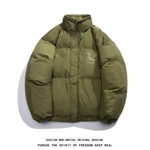 白鸭绒白底冬季新品印花抽绳设计立领羽绒服YR212P195控258图片