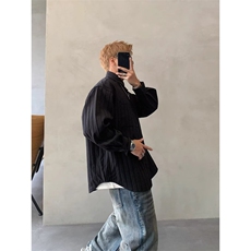 春夏款韩版时尚男士宽松纯色条纹网纱透视衬衫气质青年中性防晒衣，男装防晒衣，星座506A