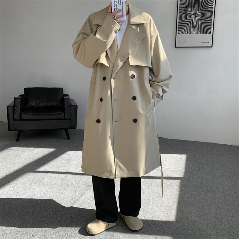 现货中长款大衣男2025新款春季外套高级感英伦风衣F02525-P98,男装风衣,星座308B-2