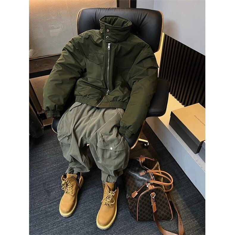 网图美潮骑兵服boxy正肩版硬汉工装夹克棉服外套W1879/特P90,男装夹克,电商B350