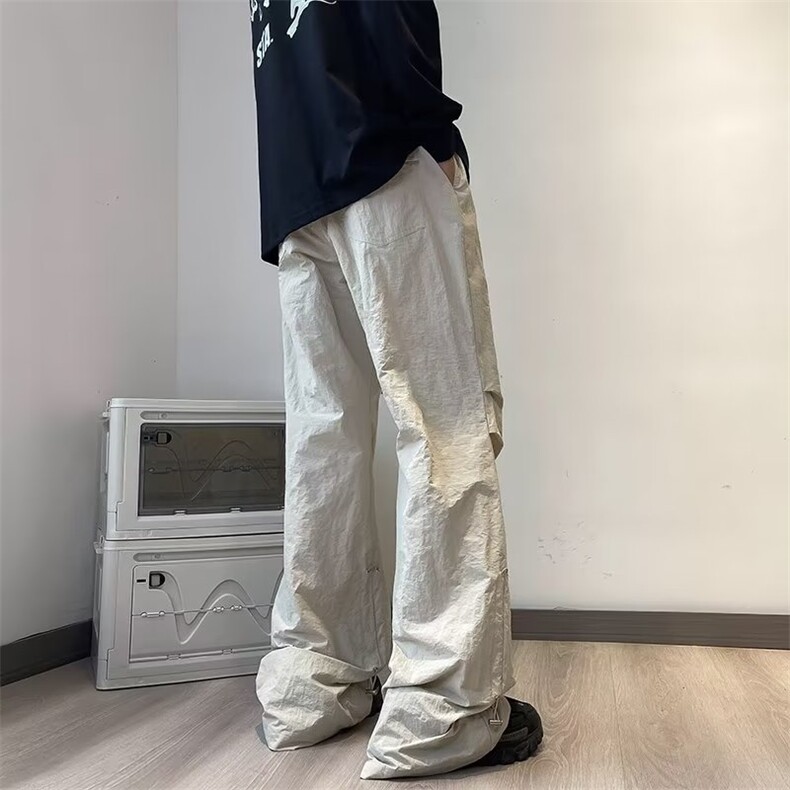 美式vibe风微喇工装裤子男女高街褶皱宽松直筒运动长裤BL819-p43,男装工装外套,星座1008-1
