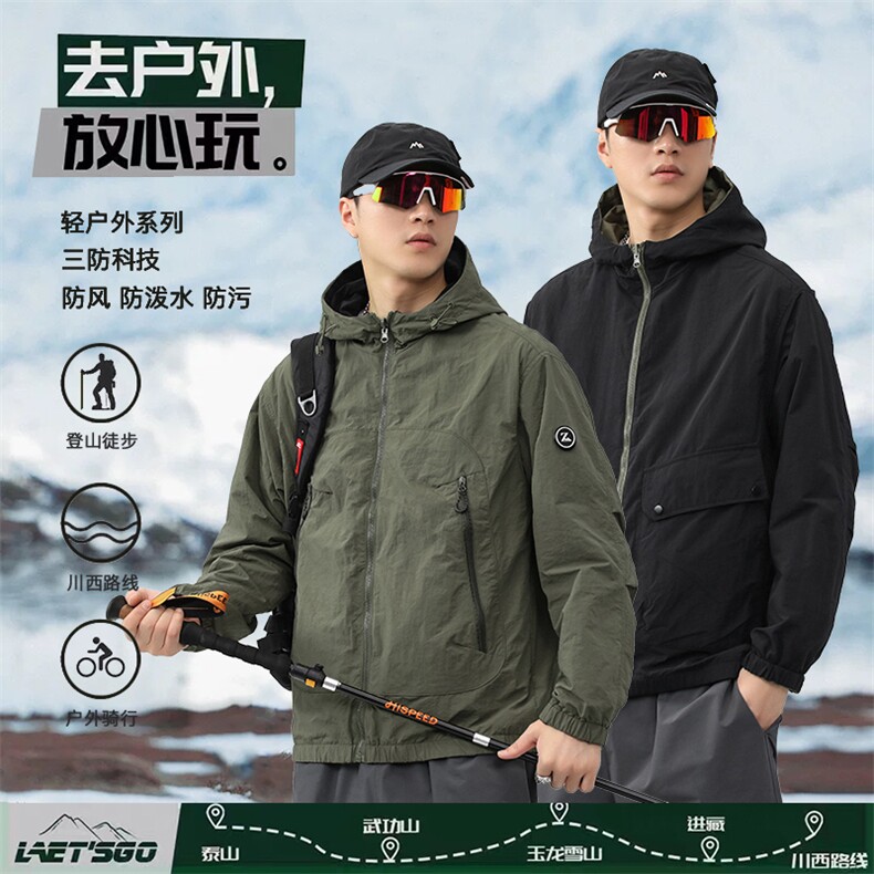 2025新款春秋季双面穿三防休闲男生时尚潮流夹克外套W0002-P105图片