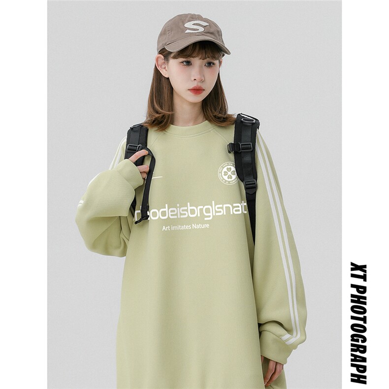 中性风23秋季时尚百搭宽松字母印花潮流圆领卫衣B6902P45控68,男装卫衣,电商A268