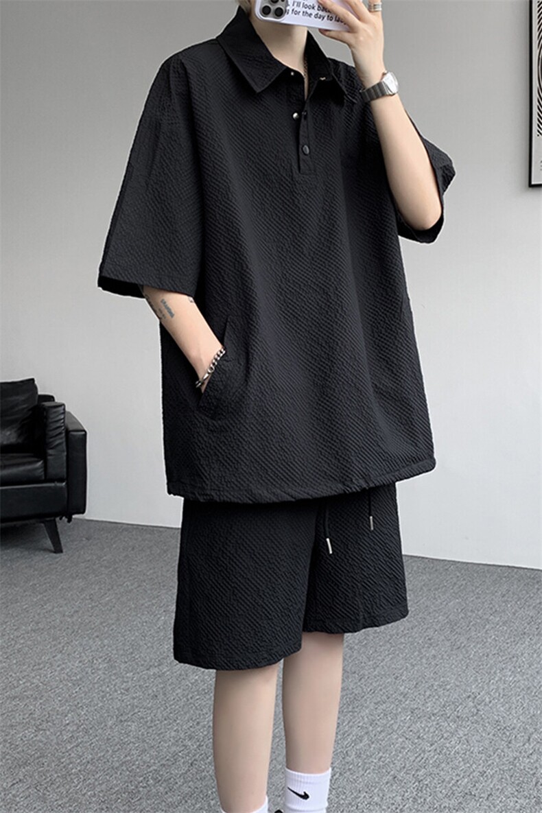 8XL-M日系工装短袖衬衫男夏季POLO衫t恤休闲运动套装TZ38004特P55,男装Polo衫,电商B312