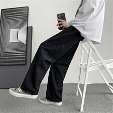 牛仔裤男欧美街头嘻哈宽松休闲九分裤潮流直筒老爹裤K1300-P30，男装休闲裤，星座512-4