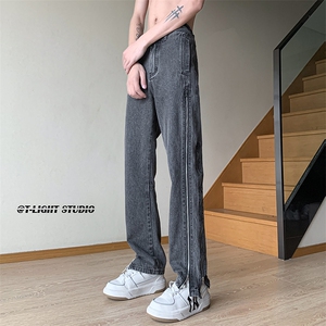 B221美式ins高街暗黑小众重金属拉链小脚牛仔裤LK23044-P70控98
