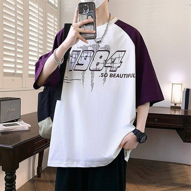 25162-特P40夏季休闲时尚T恤男短袖打底衫青少年潮牌印花T恤图片
