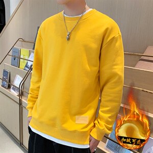 2021秋季新款男士大码卫衣加绒圆领套头休闲打底衫上衣CYWY22-P41图片