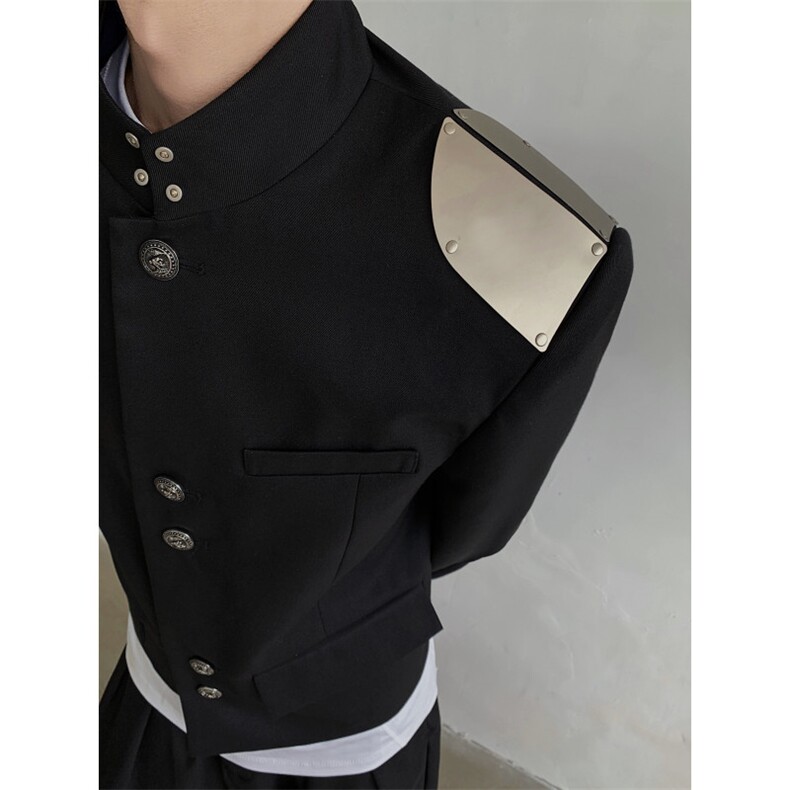 现货！25秋冬超短款男金属垫肩明星同款新中式夹克西服XZ69-P138，男装夹克，电商B288