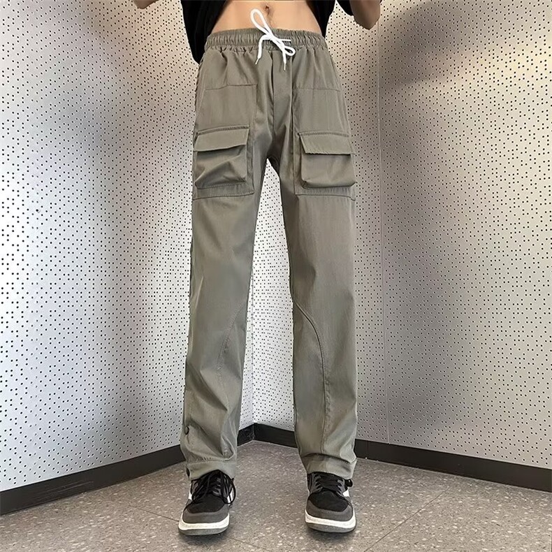 机能工装裤高街男潮牌多口袋直筒裤子美式复古阔腿裤潮M9393-P40,男装休闲裤,星座1109-3
