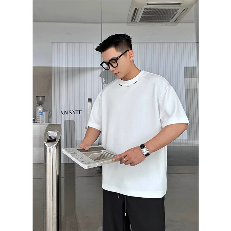 抖音手工钢标定制夏季280g重磅纯棉短袖T2450-特批33,男装T恤,星座1213