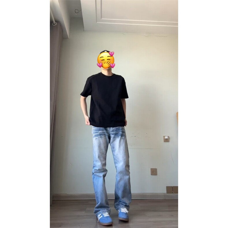 【有货】NZ455HH-特P42冰蓝闪电纹水洗牛仔裤男女宽松裤子,男装牛仔裤,星座1007（原301D）