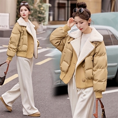 现货可推2025冬季新款毛领修宽松显瘦短款白鸭绒羽绒服女，女装羽绒服，众宇琦