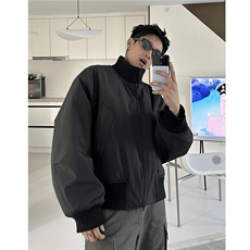 美式高街立领棒球棉服飞行夹克棉衣短款外套男H1030特P60(网图），男装夹克，电商A341