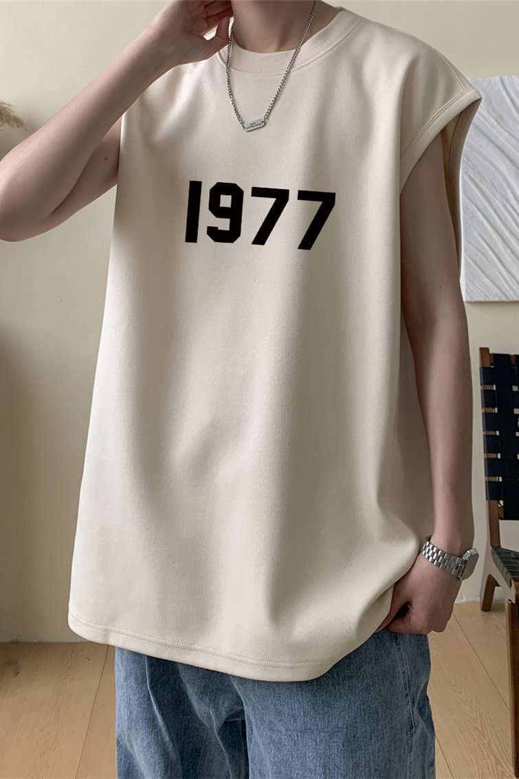 2025新款重磅高品质纯棉无袖坎肩背心1977印花BX601-特P18,男装背心/马甲,星座508（原C305）