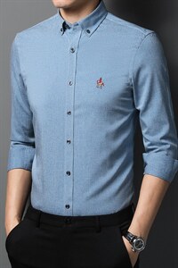 2023春秋季新款潮流纯色衬衫男宽松休闲长袖外套中青年男装衬衣潮图片