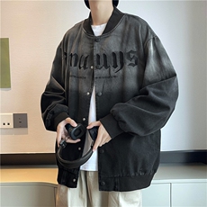 美式复古字母刺绣渐变棒球服男秋季水洗做旧情侣夹克W5267-P68，男装夹克，星座512-2