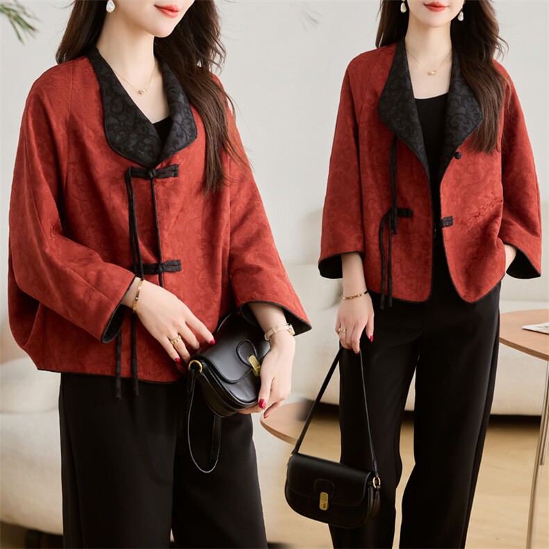 【现货】绣花蝙蝠衫外套中式复古上衣，女装短外套，素月