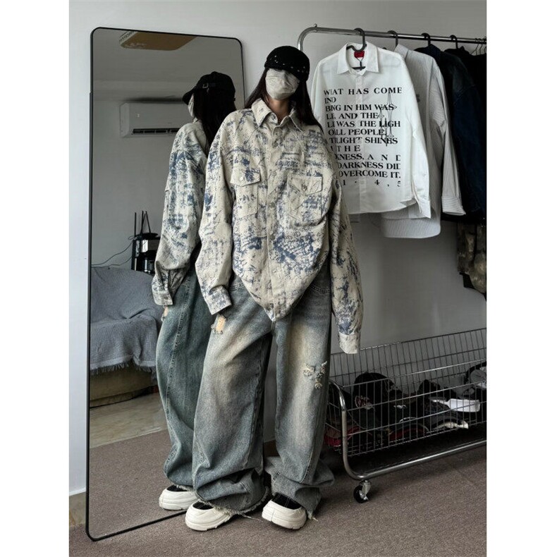 D3522-P80高品质扎染刺绣牛仔外套男春秋美式新款潮青少年印花潮,男装夹克,星座603-2