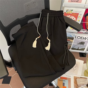 新中式风裤子男女夏季薄款宽松直筒垂感设计感休闲裤男女~K2804图片