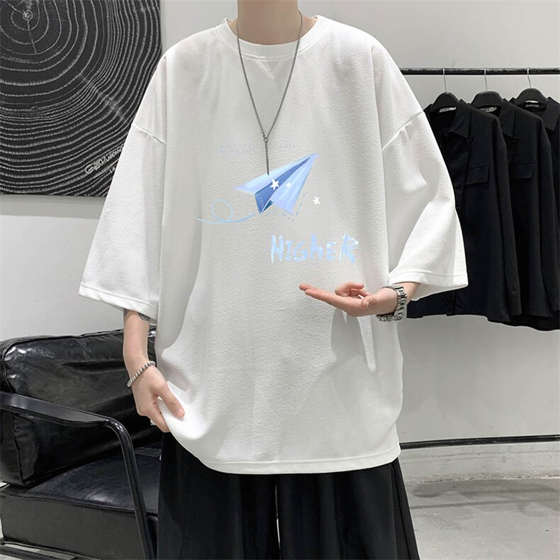 春夏季七分袖t恤男大码五分袖男短袖中袖Q11270-P30,男装T恤,电商A040