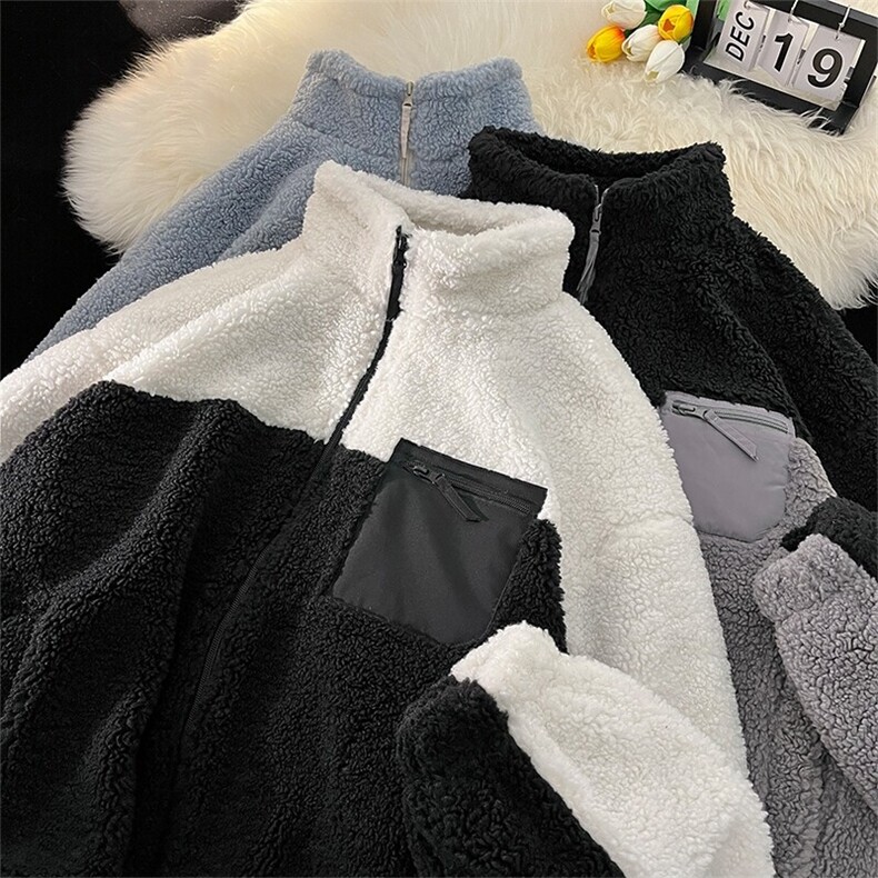 68902-P88仿羊羔绒情侣外套休闲仿羊羔毛厚外套男女情侣装,男装棉衣,电商D310B