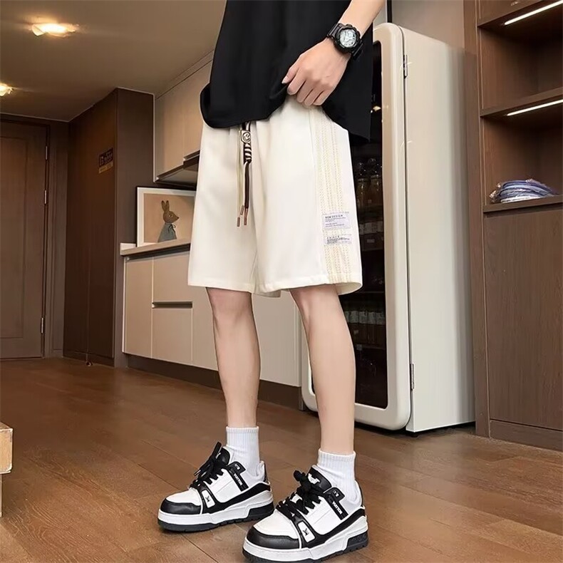 新款2025夏季男女潮流休闲百搭五分短裤针织拼色短裤宽松,男装牛仔裤,星座516A