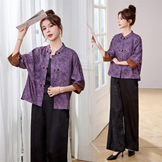 新中式短外套裤子套装女春季2026新款休闲穿搭一整套阔腿裤两件套，女装套装/套裙，丽影随形