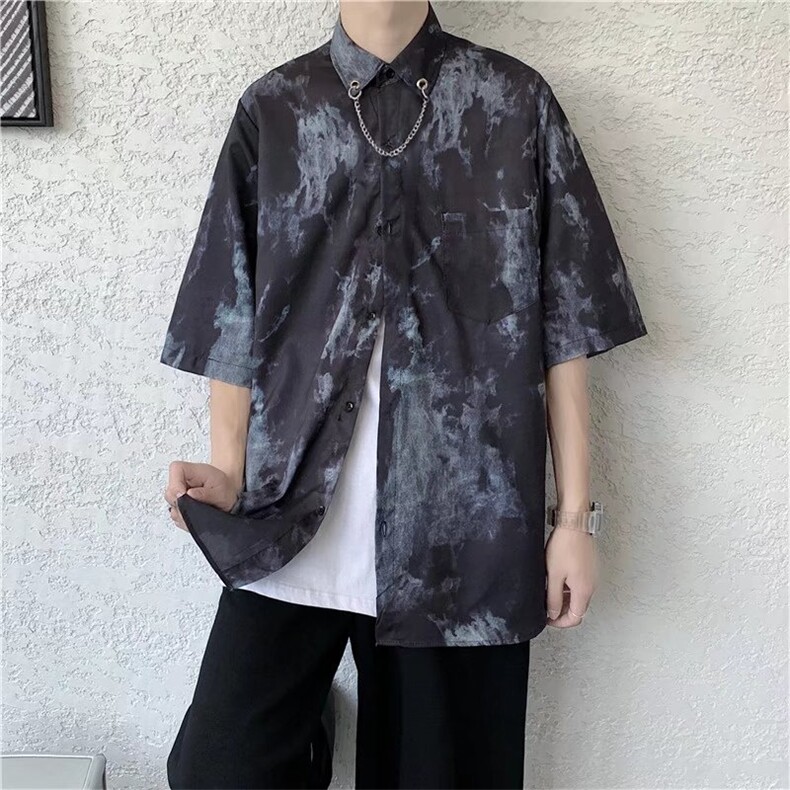 短袖衬衫春款男港风潮流C043P30图片