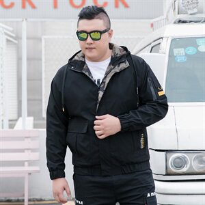 L-9XL男加肥加大码连帽夹克 2021春秋迷彩工装外套5032-1_8811P75图片