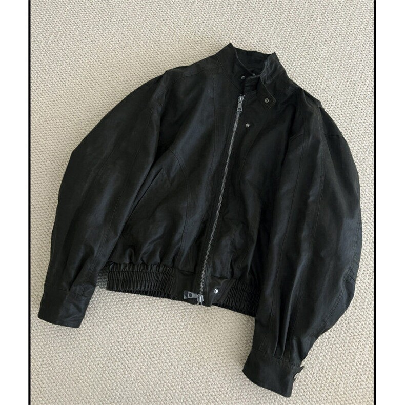 现货到货重磅高品质水洗机车立领皮衣W2509P128,男装夹克,电商C313
