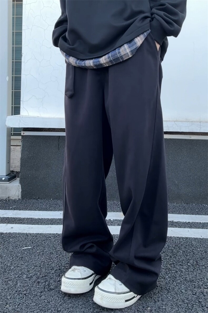 冬装裤子美式简约复古呢料直筒休闲裤男百搭弯刀长裤K3671-特P45,男装休闲裤,电商B295