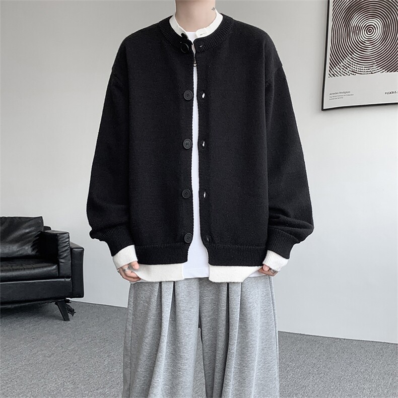 假两件高级感叠穿毛衣男美式针织开衫外套男MY1232-P78，男装针织衫/毛衣，电商D206-1