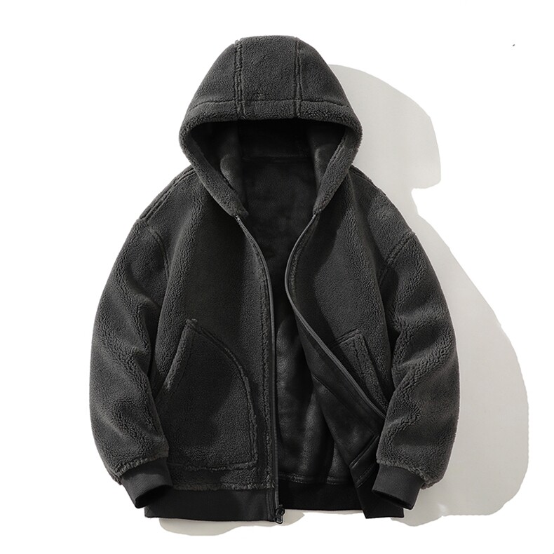 毛毯风正反两冬季保暖外套皮毛一体夹克羊羔毛连帽8910-p235，男装夹克，星座815-1（原A203A）