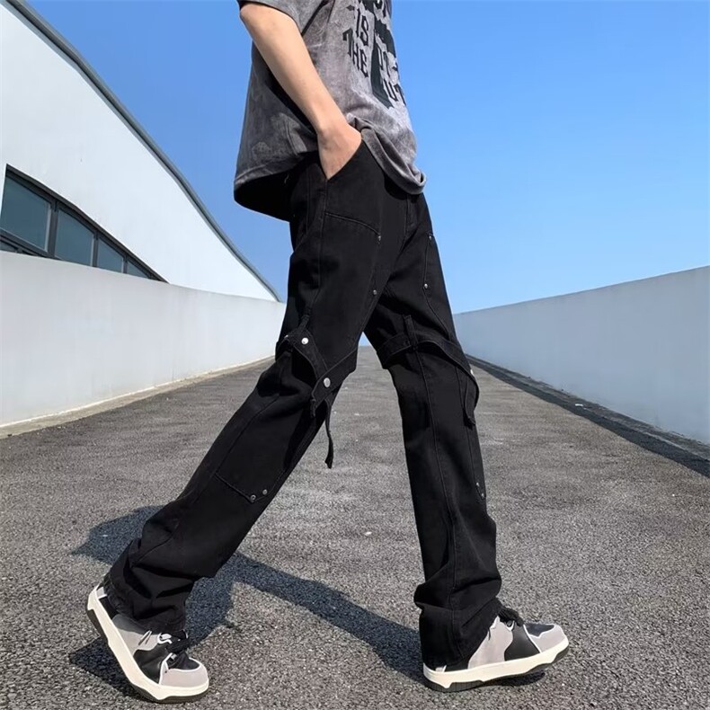 原宿男潮流流行潮长裤牛仔裤直脚水洗宽松直筒日系夏季RK213-P43,男装牛仔裤,星座412