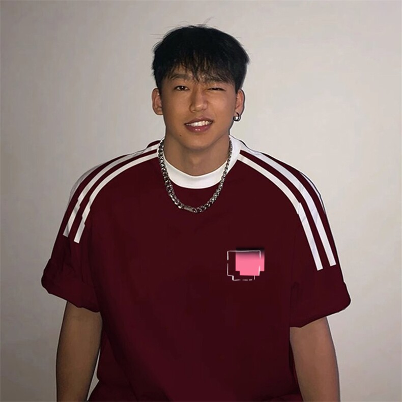 夏季美式高街重磅纯棉三条杠织带撞色男女短袖T恤ZD532-特P30,男装T恤,电商A486