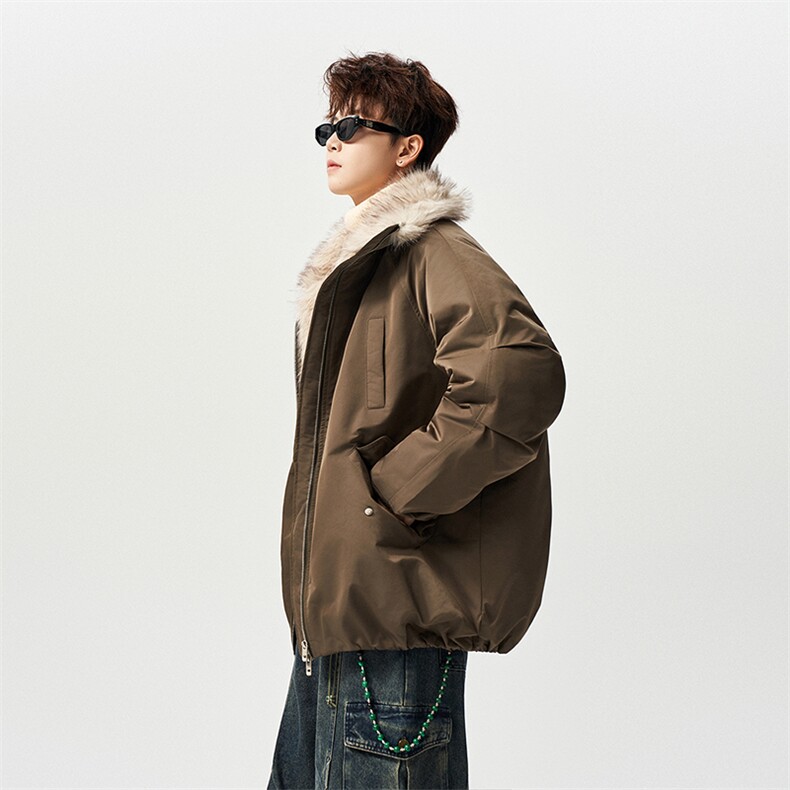 有长图冬季ins韩版毛领棉服男宽松翻领棉袄工装外套MF00886/P150图片