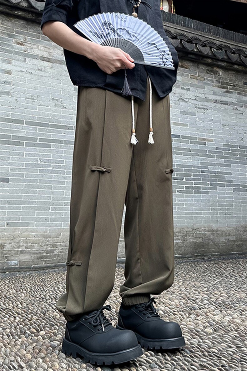 2024春夏衔接外景大码新中式盘扣冰丝裤M-5XHK24179-特P30,男装休闲裤,电商A022