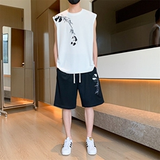 TZ126-P48风印花新款港风青少年男生无袖套装学生背心短裤，男装牛仔裤，星座507A（原星座306B-2）