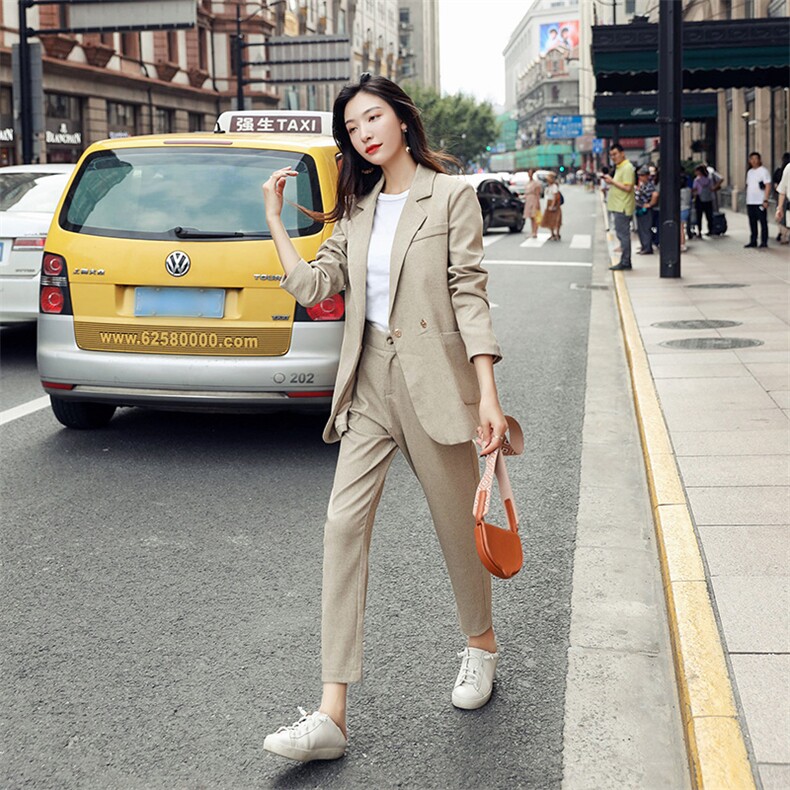 两件套2021年秋季短袖收腰百搭时尚纯色简约潮流,女装套装/套裙,辉之琳