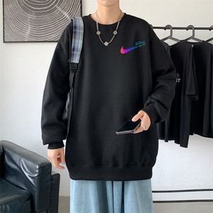 Y2363P38！21年秋冬新款港风日系大码印花长袖圆领卫衣男图片