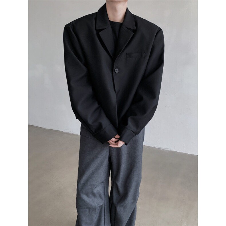 现货！26春夏男士超短款设计感暗黑垫肩西服外套XZ33-P125,男装西服,电商B288