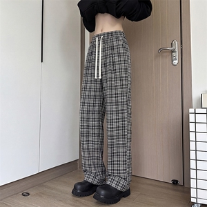 XK468-P35格子裤男夏季薄款慵懒松弛感美式休闲阔腿直筒裤