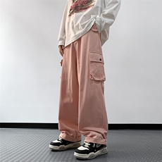 美式复古街头红色工装裤男高街设计感阔腿休闲裤子潮K0660-P55，男装休闲裤，星座308B-1