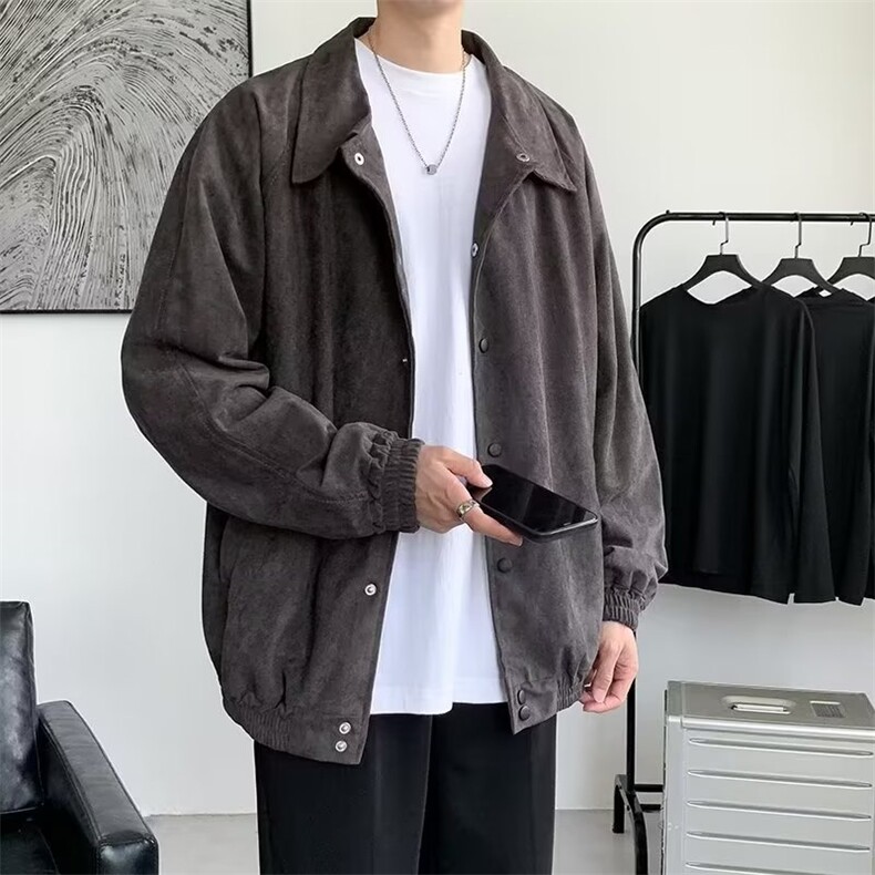 秋季青春流行男夹克文艺潮鹿皮绒外套 H04  P58图片