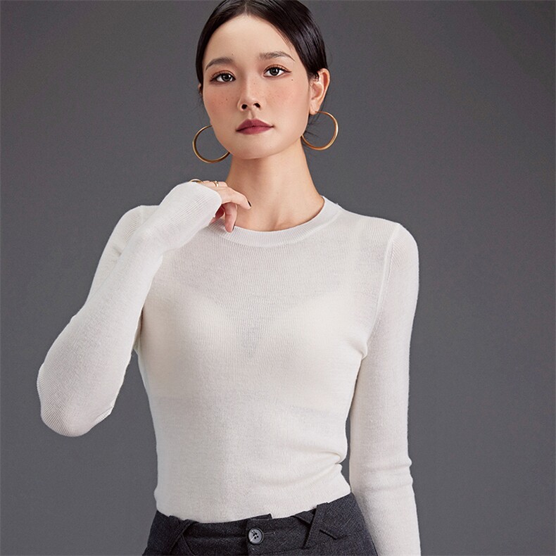 秋冬新款纯色针织套头上衣时尚百搭,女装羊毛衫,挚尚羊绒