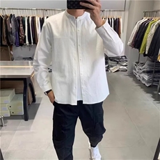 WE1577-P472025春季新款潮流时尚宽松百搭新中式盘扣衬衫，男装衬衫，电商B323A