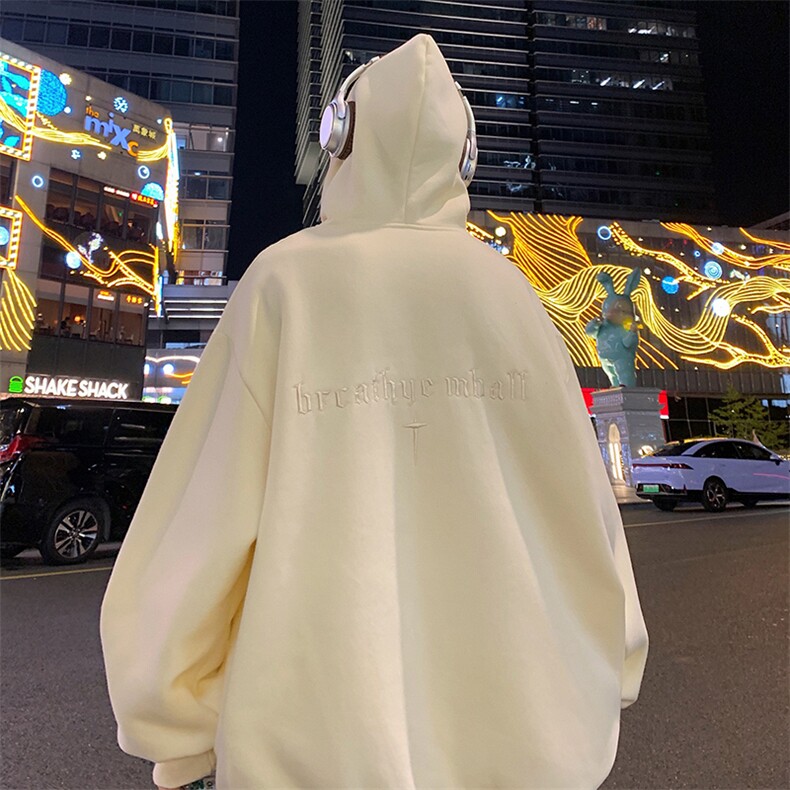 QC5189-TP45控价58字母刺绣连帽卫衣男生秋季港风简约帽衫外套,男装卫衣,电商A102-1