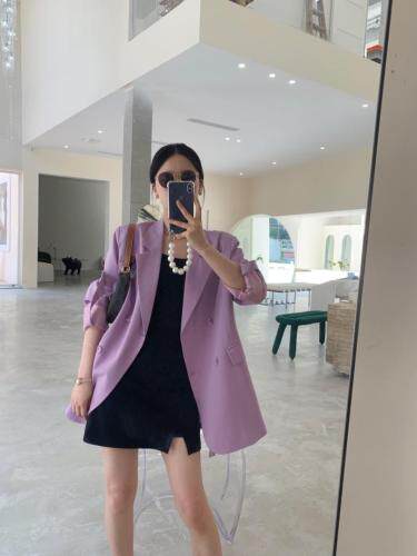 紫色腰带西装，女装西装，HE