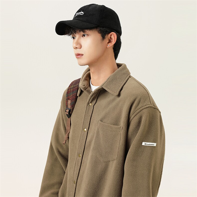 2025冬季新款男日系潮牌纯色加厚长袖衬衫宽松外套衬衣CS306-F79,男装衬衫,电商A101（原外27）